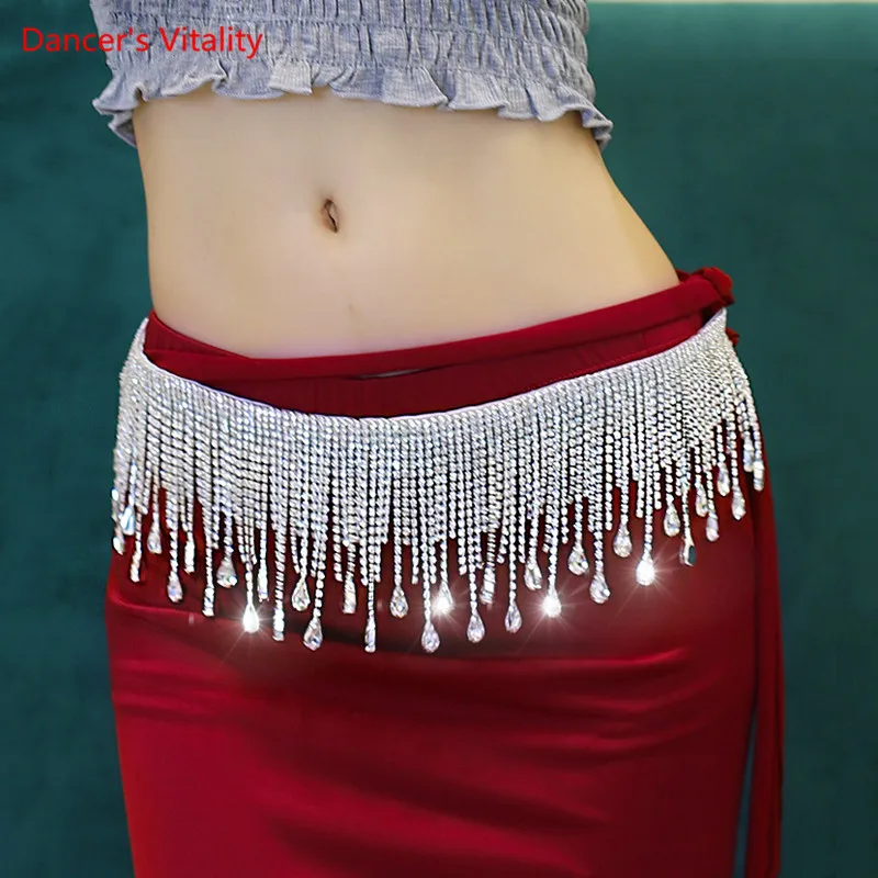 New Belly Dance Belt New Arrival Tassel Glitter Rhinestone Waist Chain Indian Oriental Dance Performance Competition Accessories