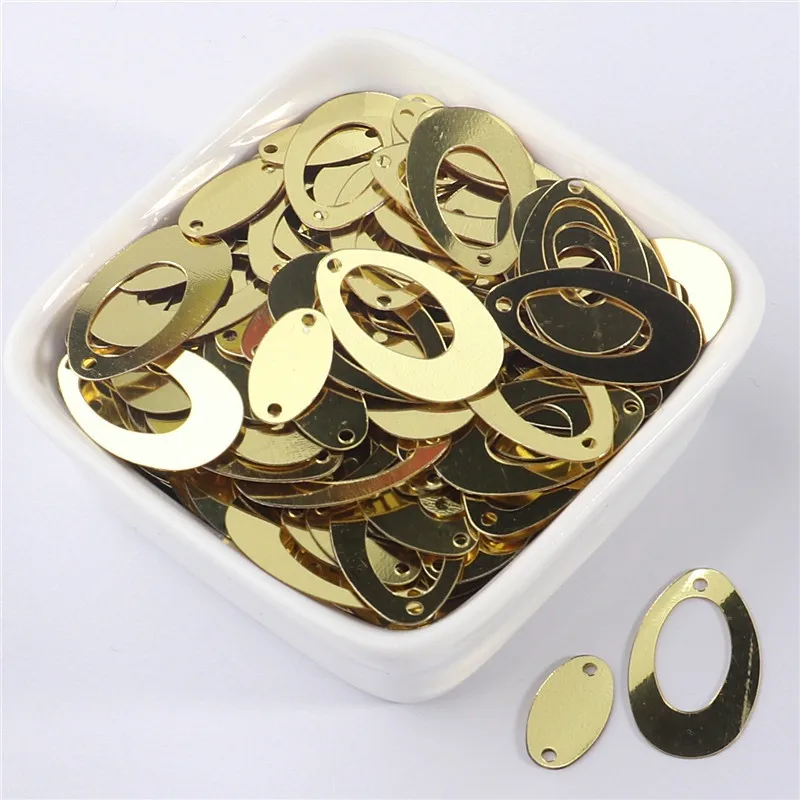 100Pcs 8*14mm/14*22mm Gold Double Oval Shape Sequins PVC Big Earring Paillettes DIY Wedding Sewing Craft Lentejuelas Accessories