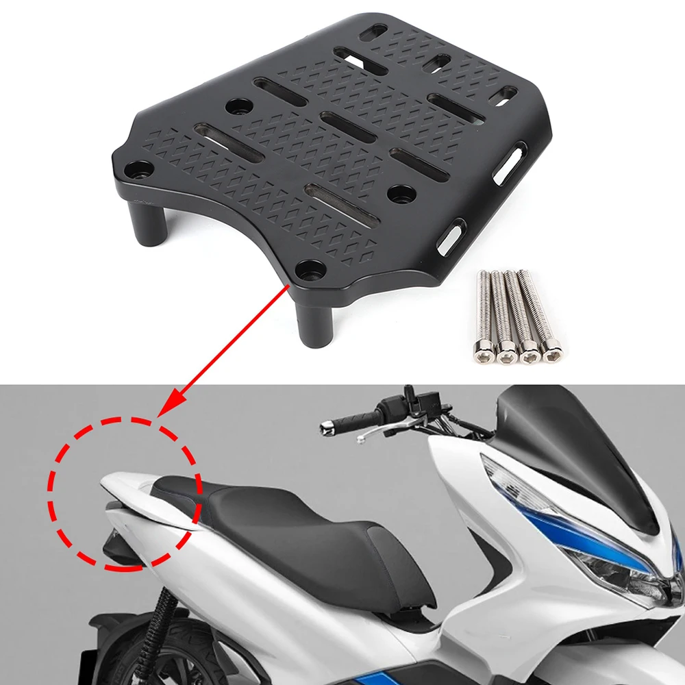 CNC Alumínio Alloy Motocicleta Bagageira, prateleira do suporte traseiro para Honda PCX 125, 150, 2014-2019