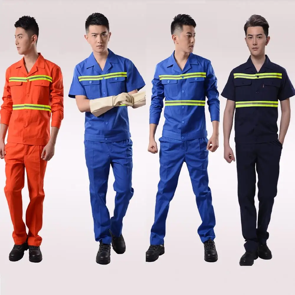 Spring summer Working coveralls male safety reflective strip engineering sanitation uniforms clothes set auto cleaners workwear