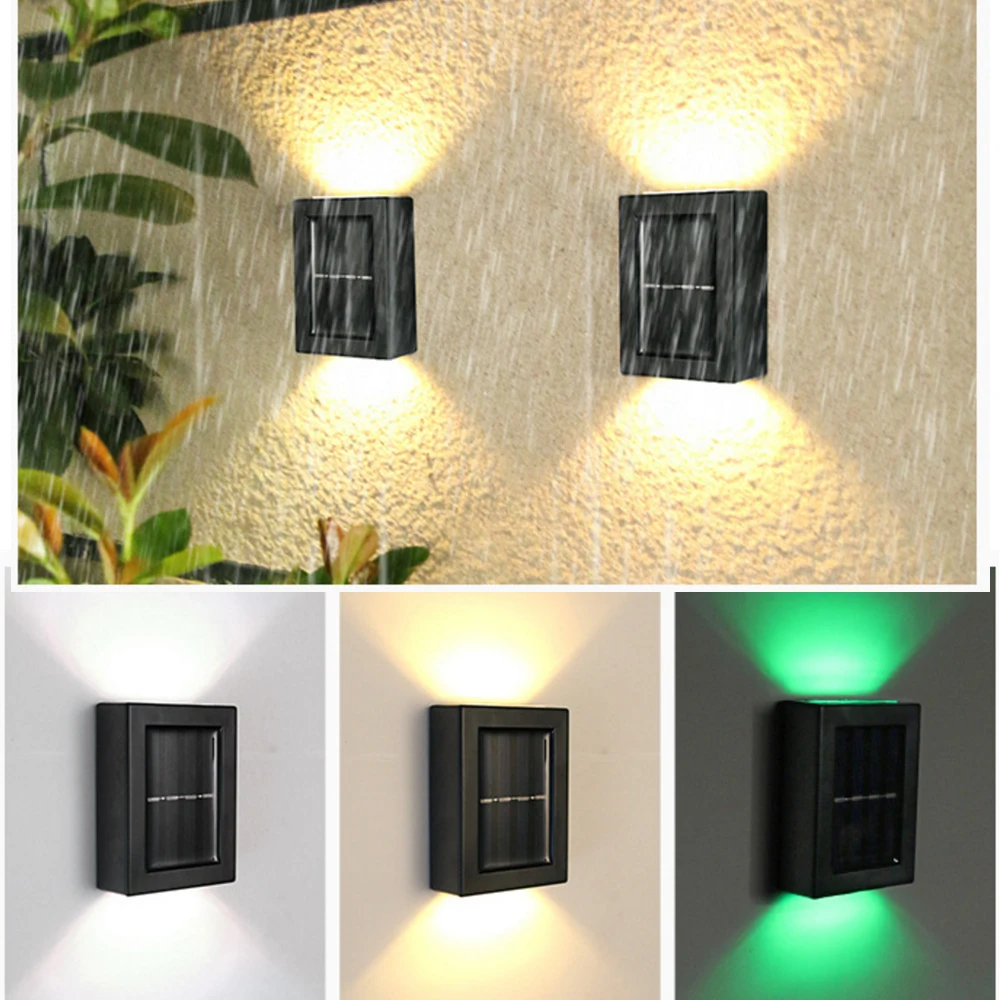 Imagem -03 - Luminária de Parede Solar à Prova Dágua Paisagem para Cima e para Baixo Jardim Decoração Área Externa Iluminação Branca Branca Quente Multicolor