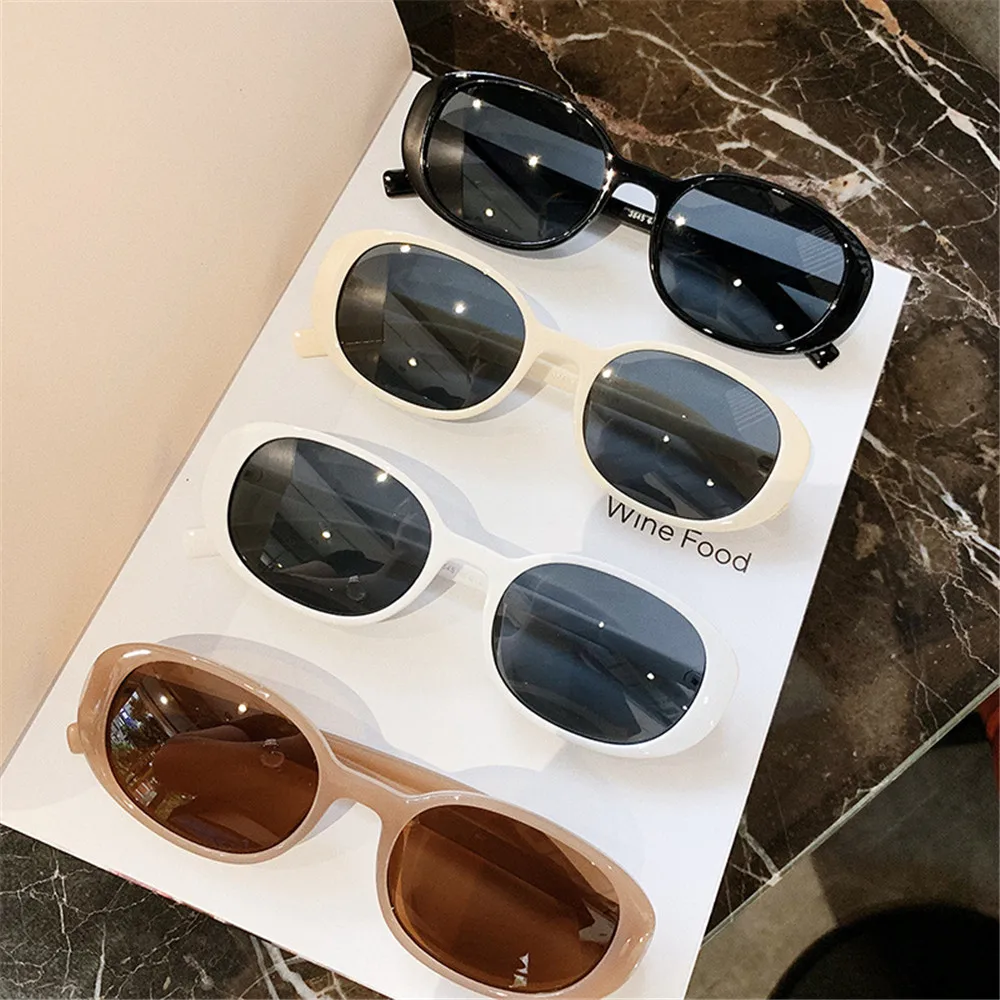 New Sunglasses Female Retro Oval Glasses White Small Frame Uv Protection Fashion Accessories Vintage Decoration Unique Desig