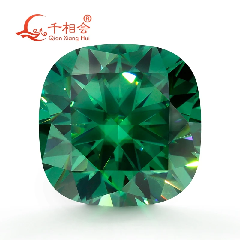 

Rich Green color cushion shape diamond cut Moissanite loose stone for jewelry making