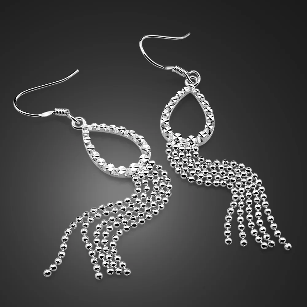 

Серьги из стерлингового серебра 925 пробы для женщин, модные, с кисточками, свадебные украшения, подарок, высокое качество, простые, элегантные, универсальные серьги