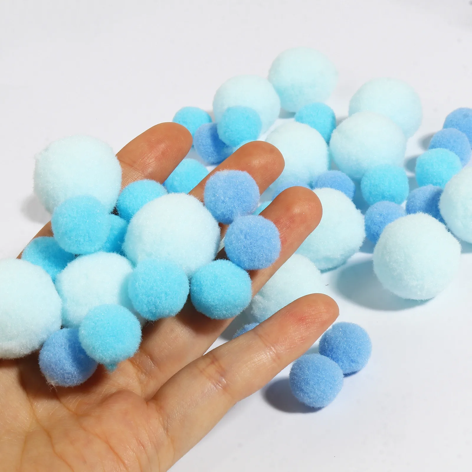 55 Pcs/lot 15mm(40pcs)/25mm(15pcs) Dia Mixed Soft Round Shaped Pompom Balls Fluffy Pom Pom Ball DIY Garment Sewing Handcraft