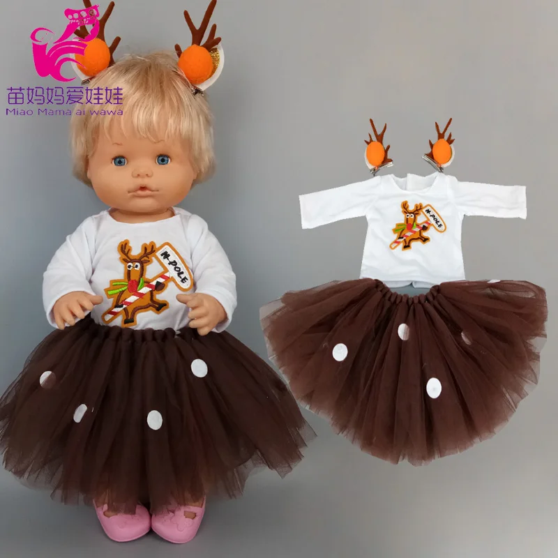 for 40cm Nenuco baby doll clothes vest v neck shirt and pants fit 38cm Ropa y su Hermanita doll dress plaid shirt
