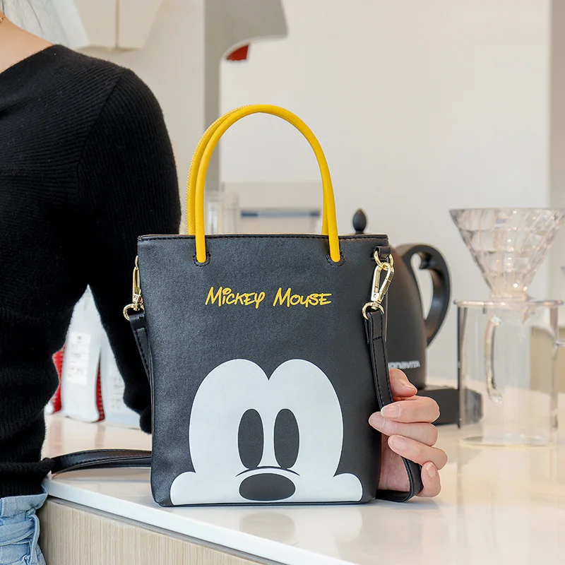 Disney Mickey Women Messenger Bag Females Bucket Bag PU Leather Crossbody Shoulder Bags Lady Handbag Girl Backpack Birthday Gift