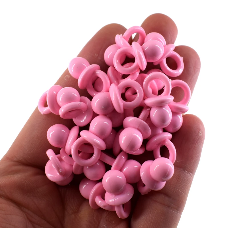 24pcs Pink plastic pacifiers baby shower favors baptism solid beads for craft game party decorations 11 x 20mm