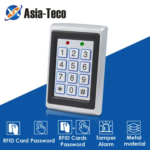 RFID 금속 접근 제어 EM 카드 리더 – 사용자 2000명 지원, 125KHz 카드 리더 겸 키패드 기능, 열쇠 고리 포함, 독립형 도어 접근 제어기