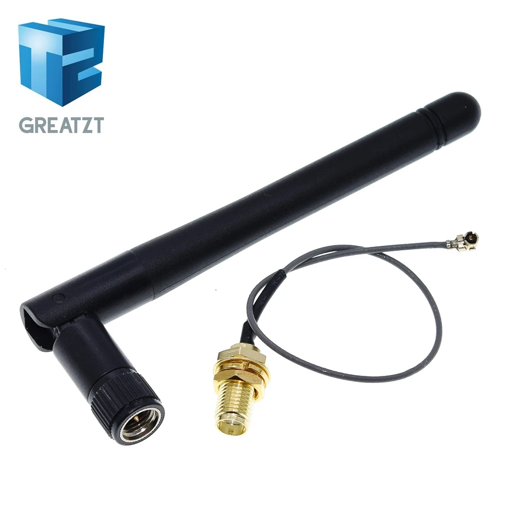 GREATZT 2.4GHz 3dBi WiFi 2.4g Antenna Aerial RP-SMA Male wireless router+ 17cm PCI U.FL IPX to RP SMA Male Pigtail Cable ESP8266