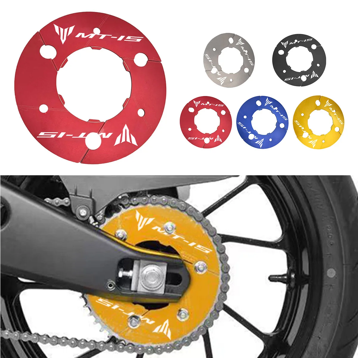 

SEMSPEED MT-15 logo Motorcycle Accessories Red For Yamaha MT 15 MT15 2018 2019 2020 CNC Aluminum Transmission Belt Pulley Cover