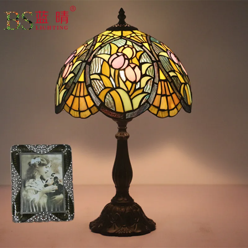 Tiffany European Retro Luxury Pastoral Bedroom Bedside Living Room Dining Room Cafe Decorative Table Lamp E27