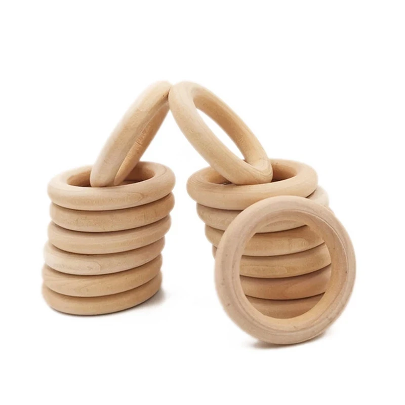 Anillo de madera hecho a mano para niños, artesanía de madera Natural, juguete para fiesta, decoración de boda, adorno colgante circular de 20 /10