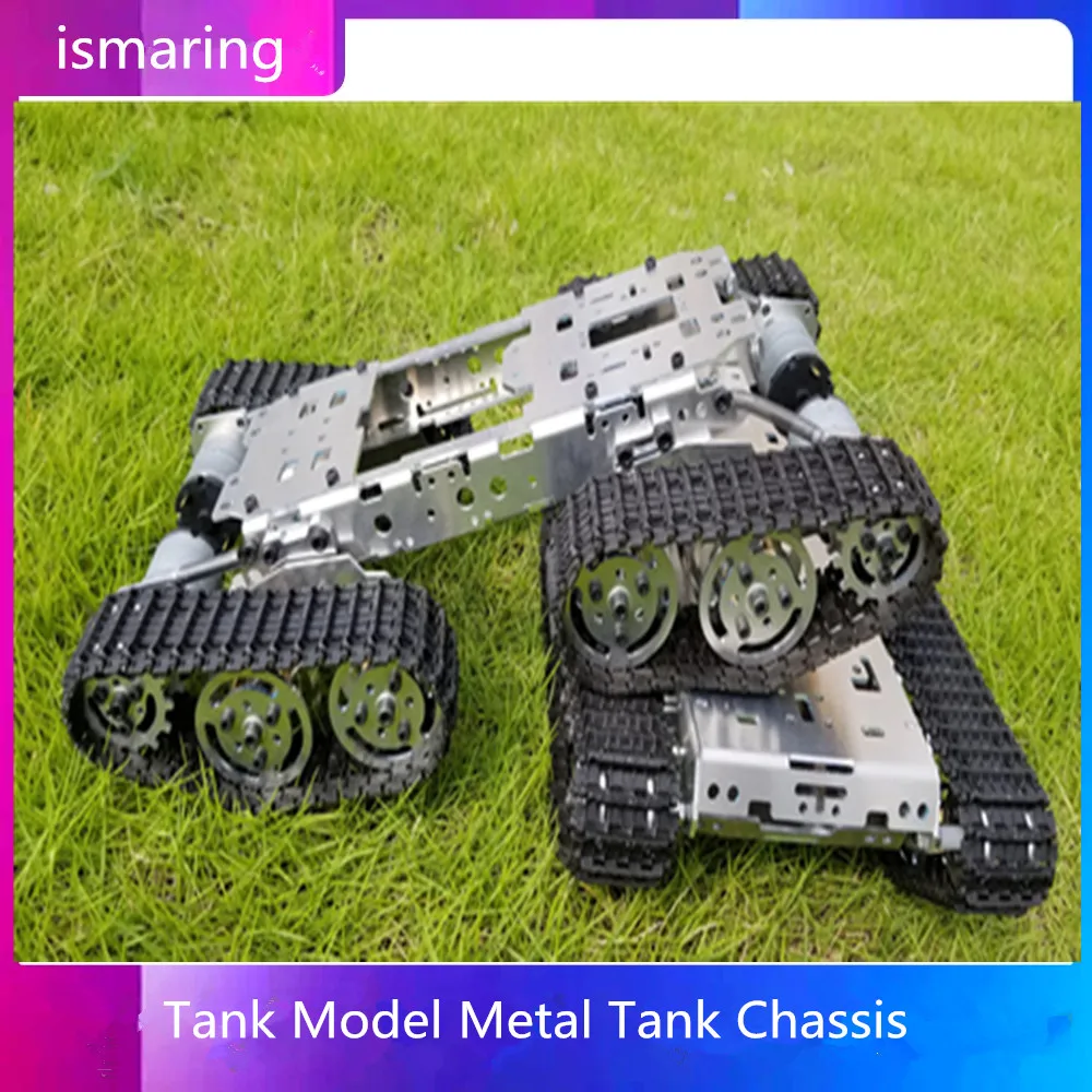 RC Metal Tank Chassis Flexible Damping Golden Robot Tracked Vehicle Chassis Off-road Crawler Caterpillar Mobile Platform