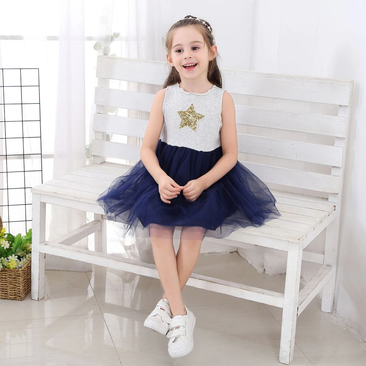 Baby Girl Princess Dress Girls Kids Sleeveless Five-Pointed Star Dress For Girl Breathable Lace Comfortable Beach Dress