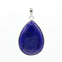 Natural Lapis Lazuli Water Drop Stone Pendant For Women Necklace DIY Silver Plated Teardrop Pendant Fashion Jewelry No Chain