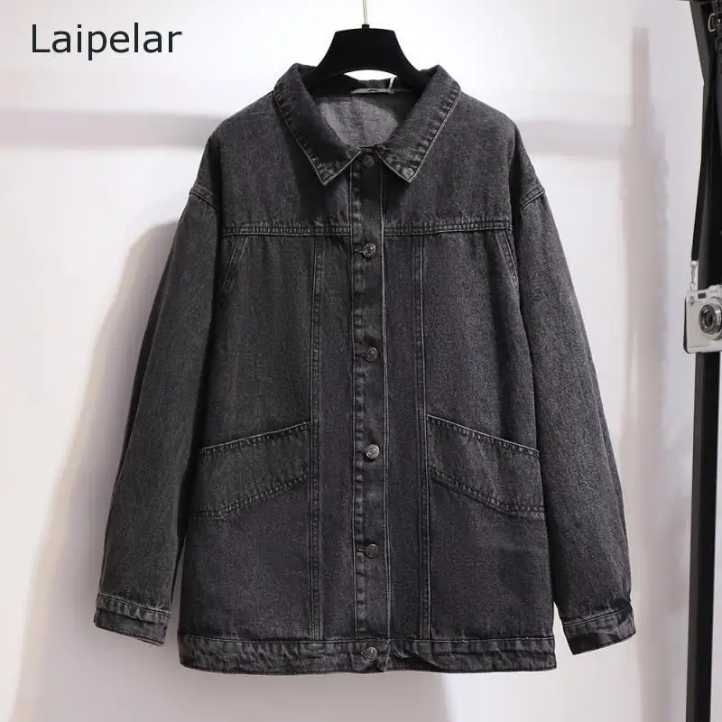 Oversized Women's Women's Denim Jacket 2020 Fall New Fashion Denim Jacket Loose Casual Jacket Top  2XL- 6XL