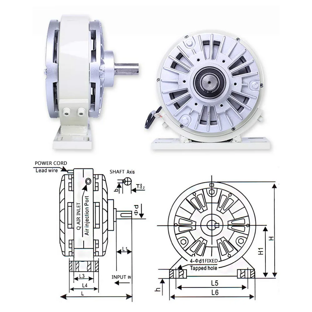 Freno de polvo magnético de un solo eje, control de tensión, dc24v, FZ6A-1 de embrague de polvo magnético sin base