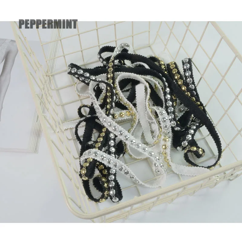 1yard 1cm Metal Riveting Trim Silver Golden Riveted Lace Quality Ribbon Handmade Sewing Accessory
