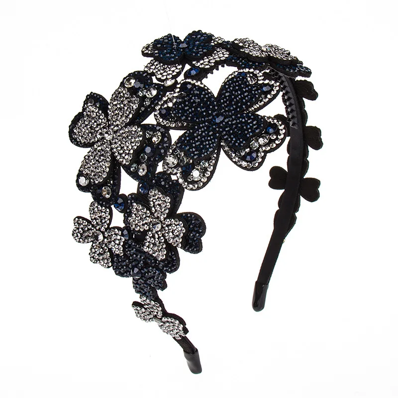 Elastic Rhinestone Beaded Women Headbands Handmade Vintage Jewelry Hair Bands for Girl Hair Accessories Multicolor