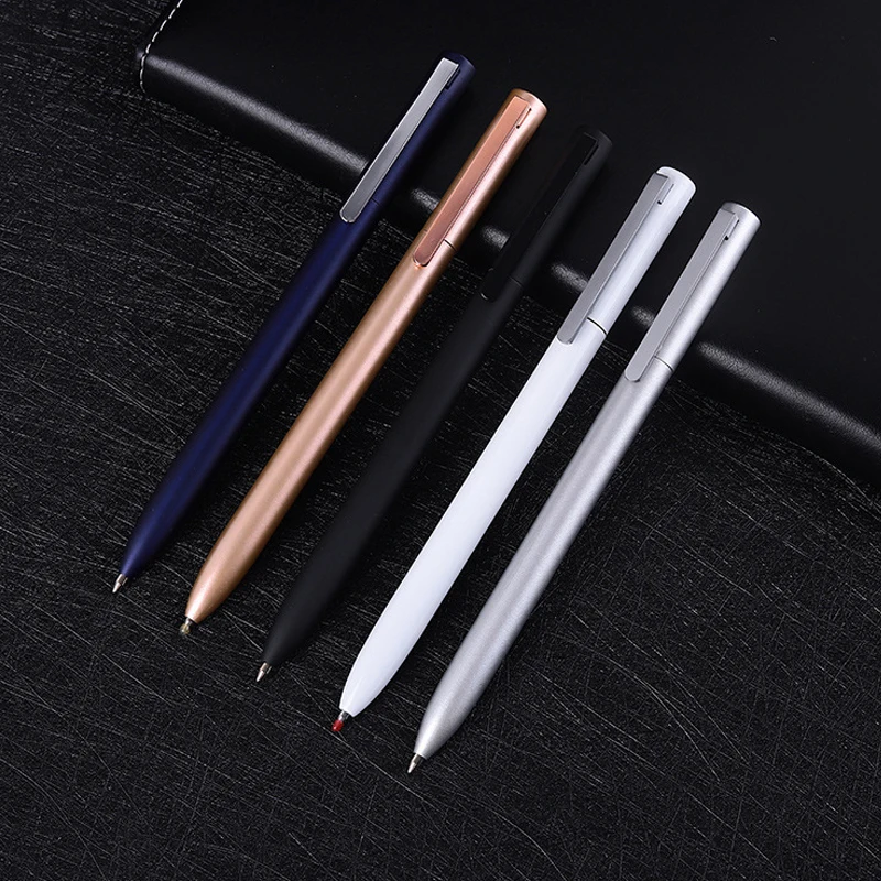 Bolpoin Gel Rotasi Logam dengan Isi Ulang untuk Xiaomi Bolpoin Tanda Logam Logam Aloi Aluminium Kantor Bisnis Paука Caneta 0.5MM Tulisan Halus