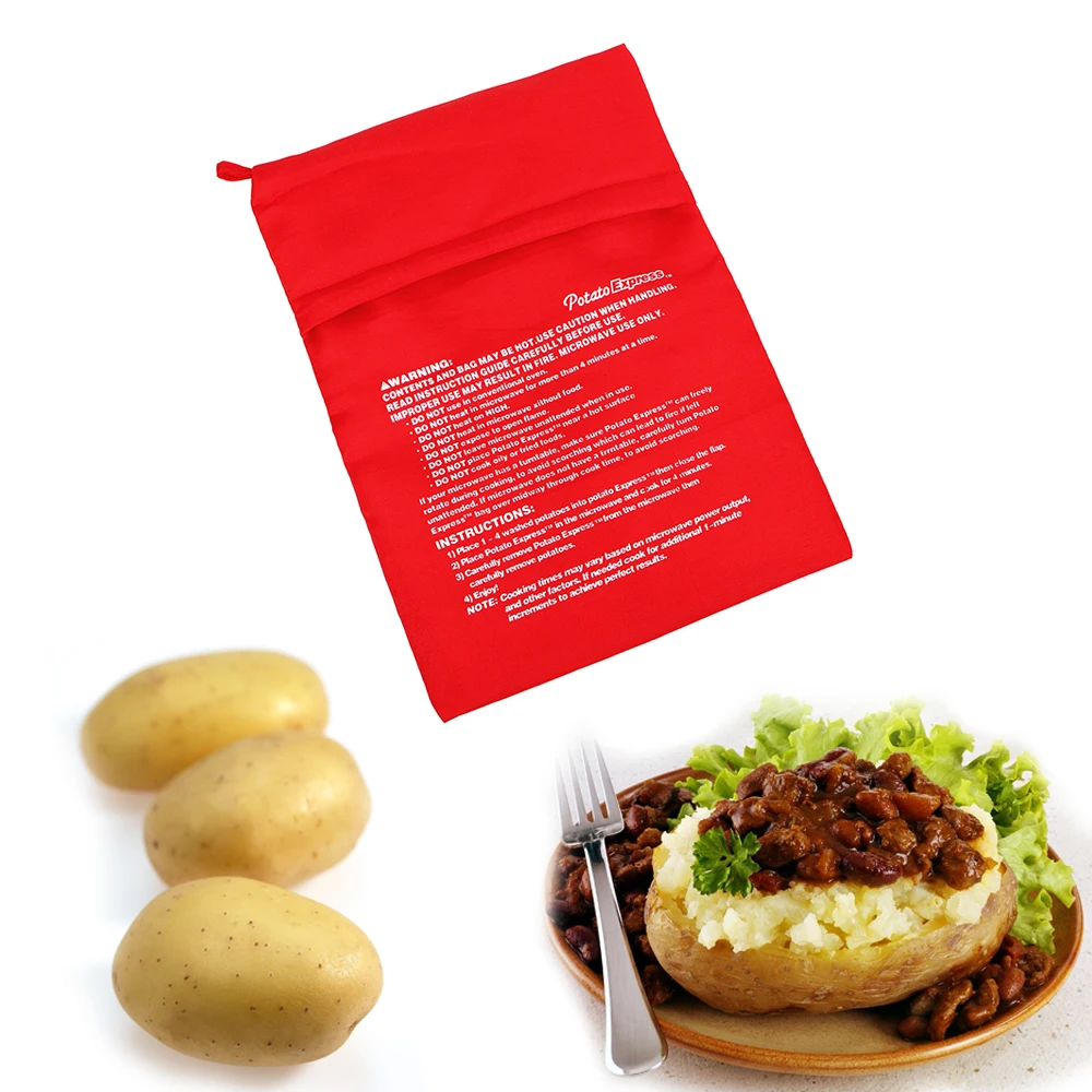 Microwave Baking Potatoes Bag Easy To Cook Steam Pocket Quick Fast Baked Potatoes Rice Pocket Washable Cooker Bag