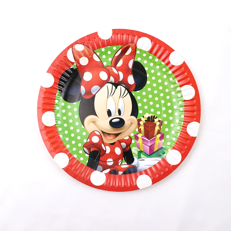 Red Minnie Party Supplies Set Disposable Tableware Minnie Mouse Party Plate Cup Napkin Cartoon Kids Girl Birthday Party Supplies