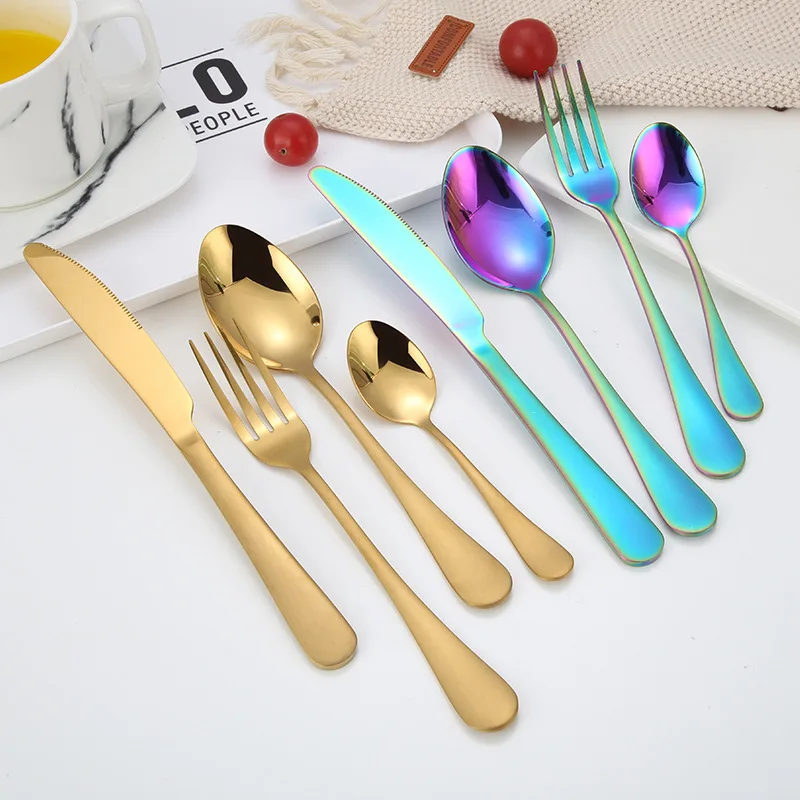

Forks Knives Spoons Stainless Steel Silverware Set Tableware Set Cutlery Knives Sets Tea Spoon Dinner Wedding Tableware Set