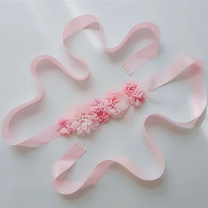 Moda flor cintos para as mulheres vestidos de casamento cinto cintura cinto flor strass frisado fita laço faixas menina 8 principais vendas cinto com miçangas - №7