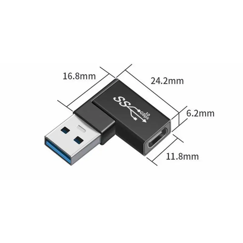 Adaptador USB a tipo C OTG, convertidor macho a tipo c hembra, ángulo de 90 grados para conector USB OTG, USB-C