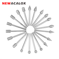 NEWACALOX 20Pcs 3mm Shank Diamond Rotary Grinding Bit Metal Polishing Mini Drill Burrs Bit Set for Dremel Rotary Tool Grinding