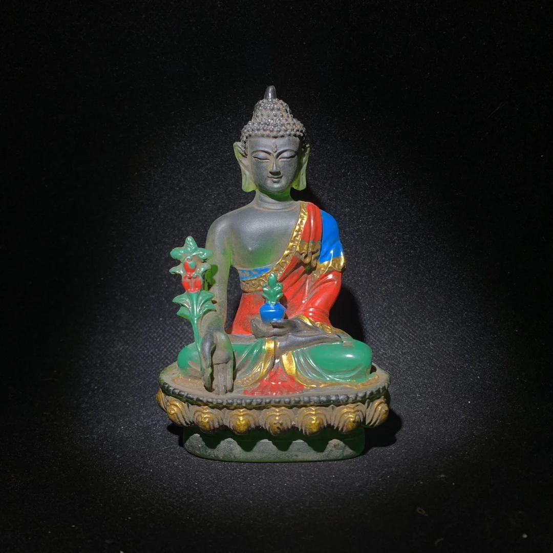 Chinese antique collection colored glaze four-color tathagata sacrificial ornaments to protect peace