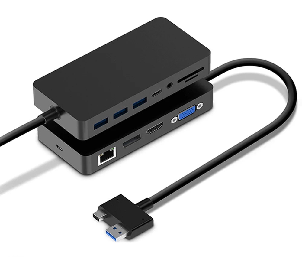 11 in 1 USB 3,0 Mini DP bis 4k HD/DP/VGA 3,5 Audio Gigabit Ethernet SD/TF Kartenleser Hub für Microsoft Surface Pro 4 5 6 – Detail 3