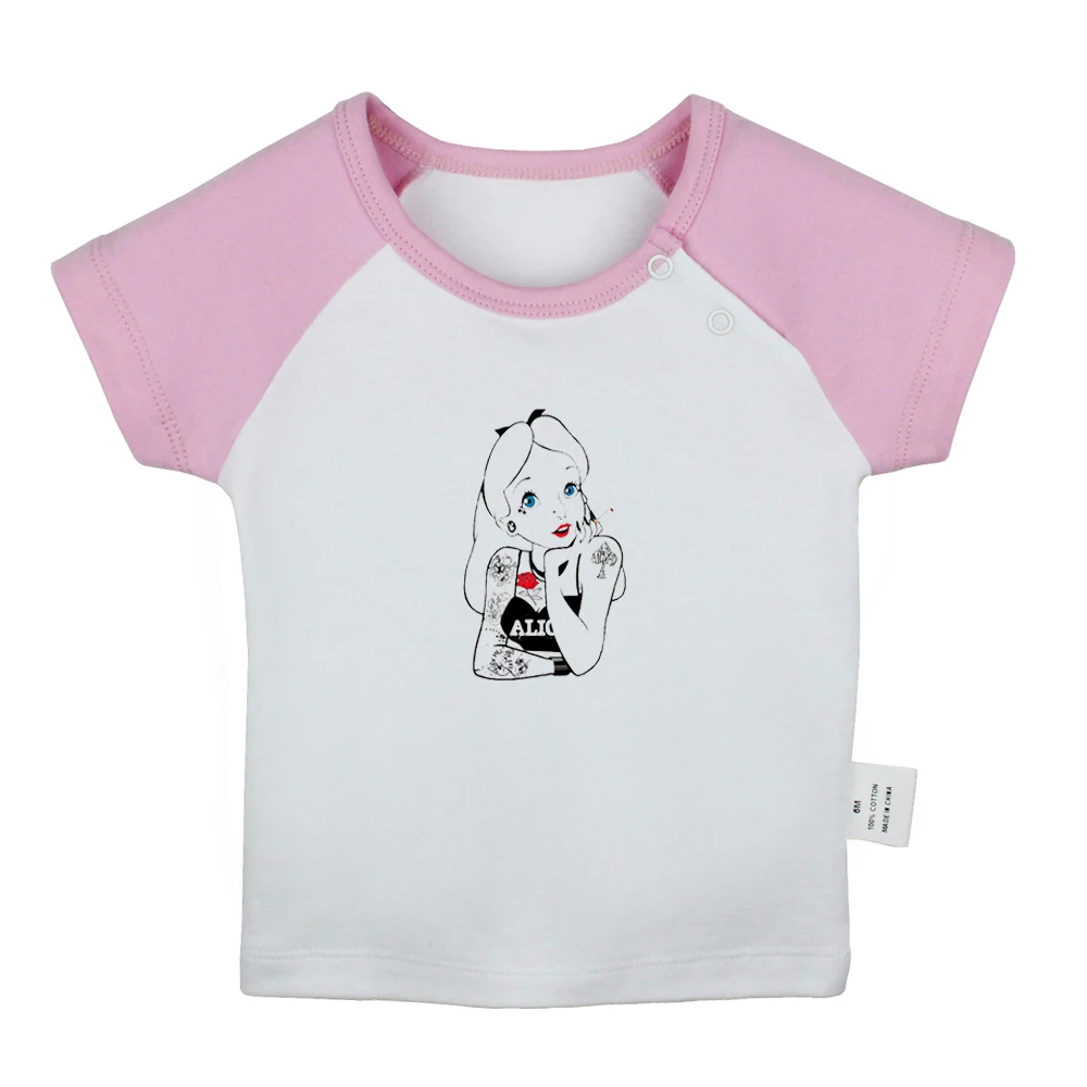 

Cartoon Cute Princess Alice in Wonderlan Design Newborn Baby T-shirts Toddler Graphic Short Sleeve Tee Tops