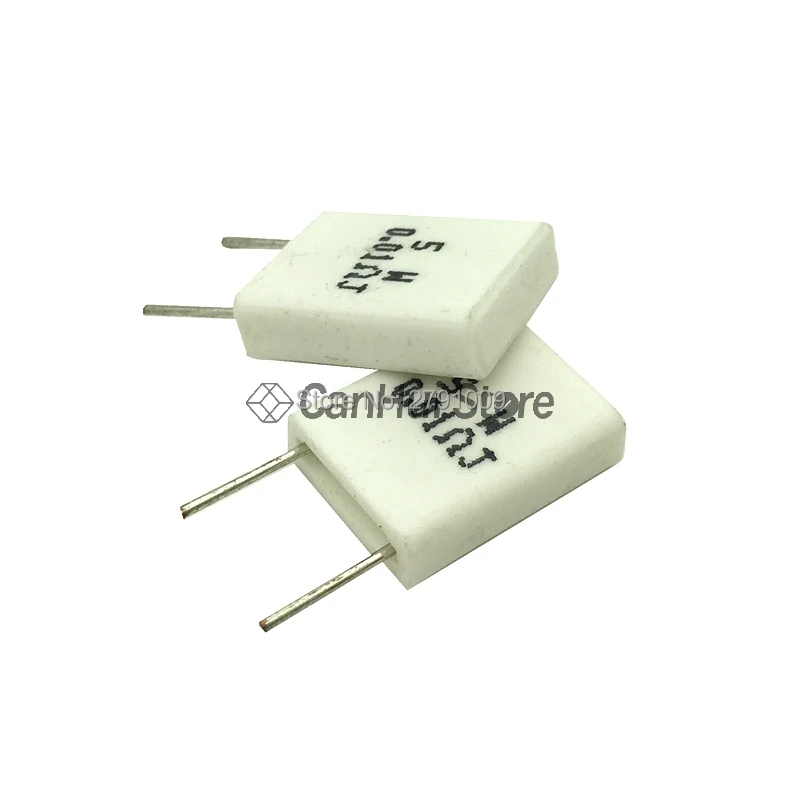 10pcs 5W 0.01 0.015 0.02 0.05 0.1 0.15 0.2 0.25 0.33 0.47 0.5 ohm Non-inductive Ceramic Cement Resistor
