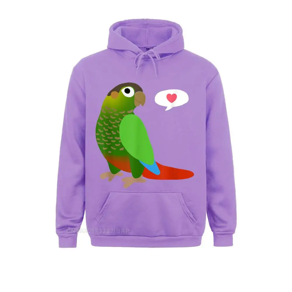 Funny Green Cheek Conure With Heart Shirt Parrot Bird Lover Hoodie Beach Summer Hoodies Funky Clothes Men's Sweatshirts