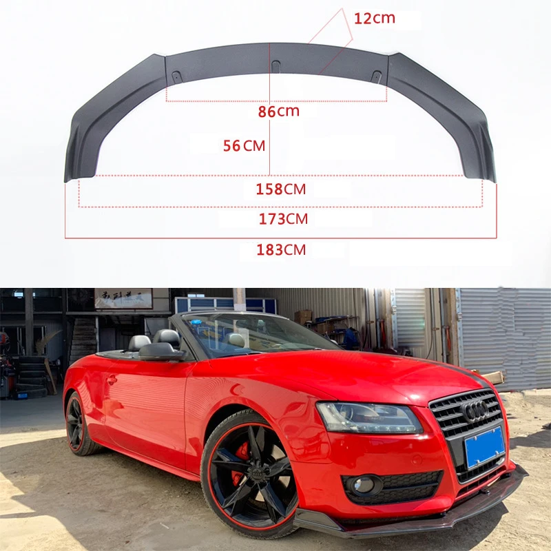 3pcs Universal Front Lip Racing Body Distributor  Lip Deflector Front Bumper Body Kit Non-ajustable