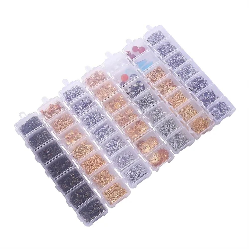 Mix Box Kits Alloy Chain Earring Hooks Head Pins Jump Rings Lobster Clasp For DIY Jewelry Findings Set Making Earrings Supplies