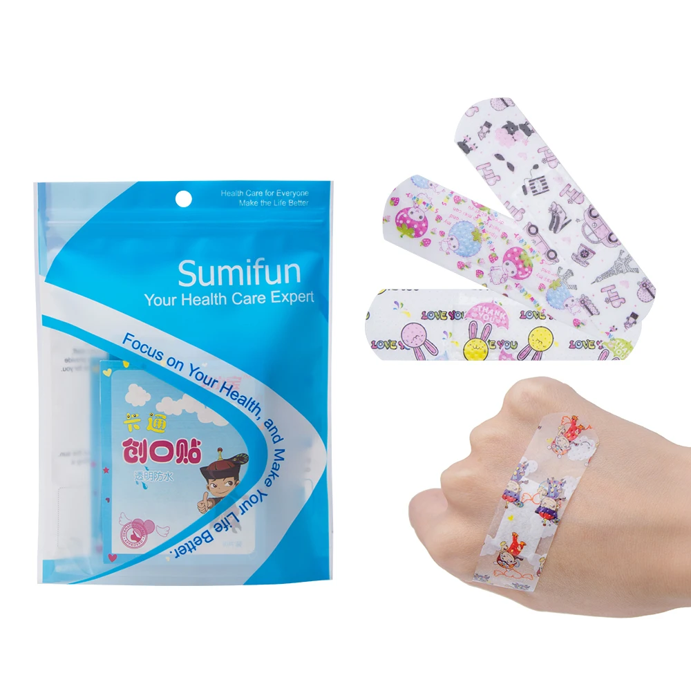 50Pcs/5bag Waterproof  Bandage First aid Hemostatic Medical Disposable Band-Aid with a Serile Stickers Gauze Pad Wound Plaster