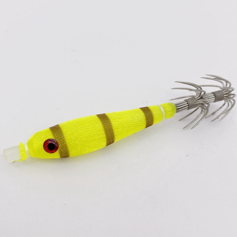 2Pcs*7cm/4gSea Fishing Wood Shrimp Bait Bazooka Squid jig Cloth Roll Explosion Hook Luminous UV Blowing Tube Octopus Jig Hook