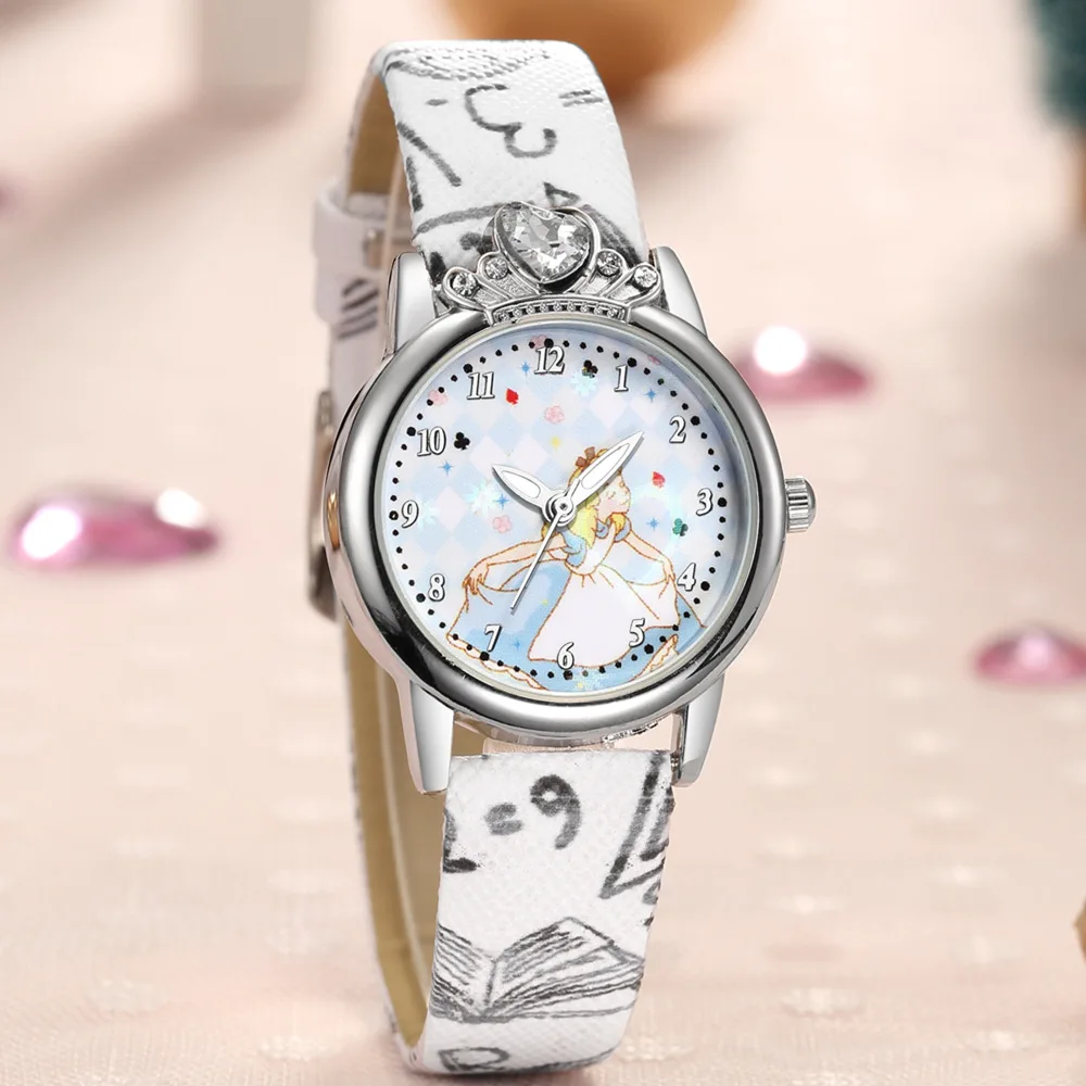 UTHAI CQ73-relojes de cuarzo para niños y niñas, reloj de princesa con diamantes de imitación, Reina, dulce bebé, dibujos animados