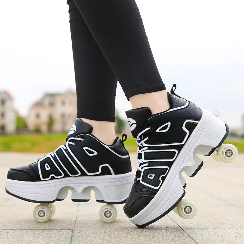 Boys wheelys shoes adult students children net celebrity four-wheeled sliding sports shoes with wheels girls deformed shoes