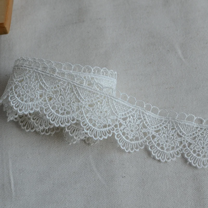 4CM Wide White Black Polyester Cotton Embroidered Fringe Ribbon Lace Edge Trim Dress Collar DIY Crafts Sewing Trimmmings Decor