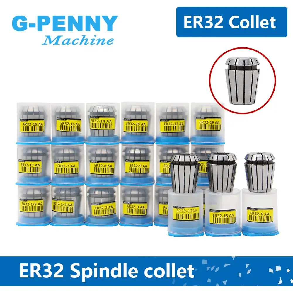 

G-Penny ER32 Spring Collet Chunk Set 21 pcs Spindle Collets 0.015mm 2-20mm,1/4mm,1/2mm For CNC Milling Lathe Tool Spindle Motor