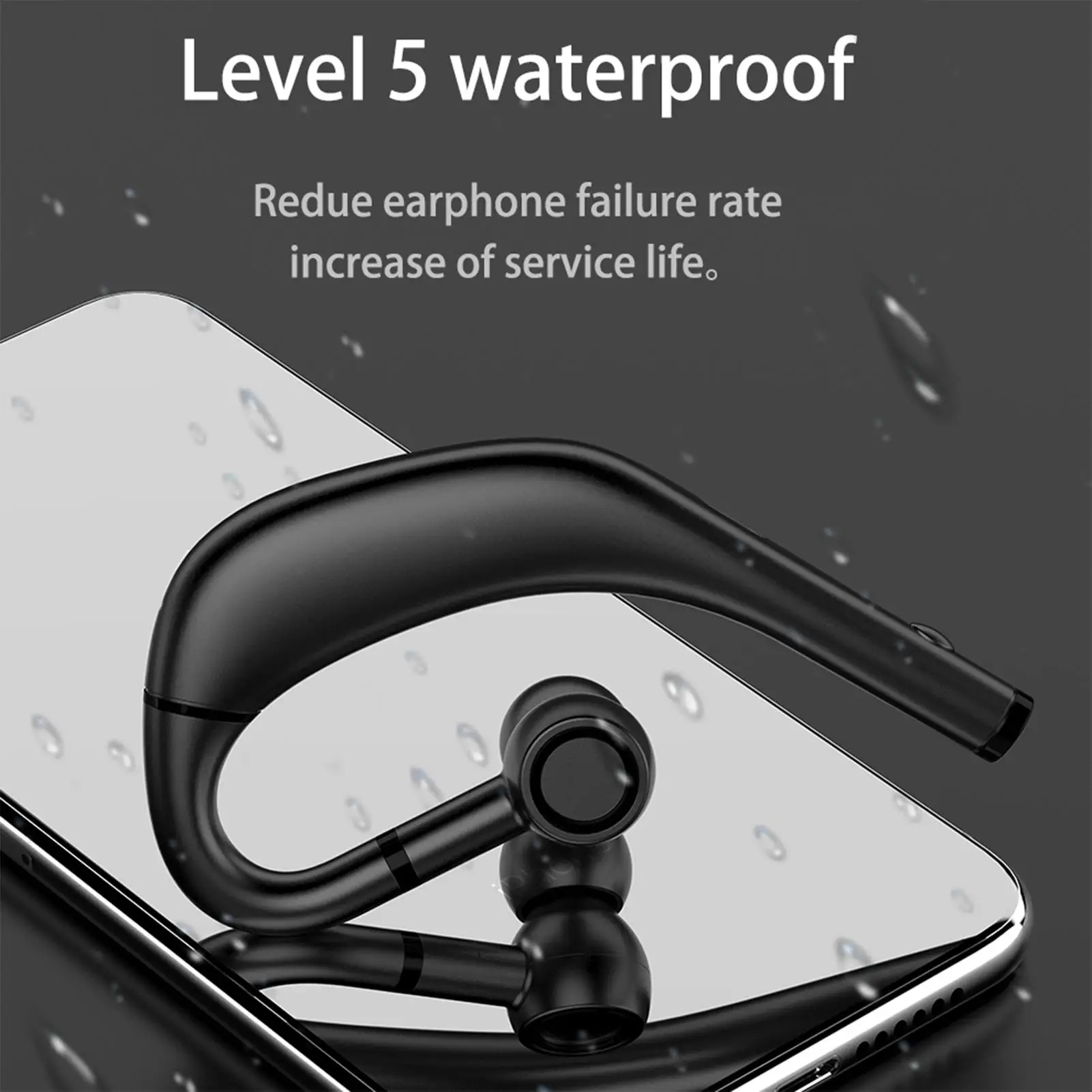 RD09 Ear Hook Bluetooth 5.0 Stereo Rechargeable Long Standby Wireless Earphone