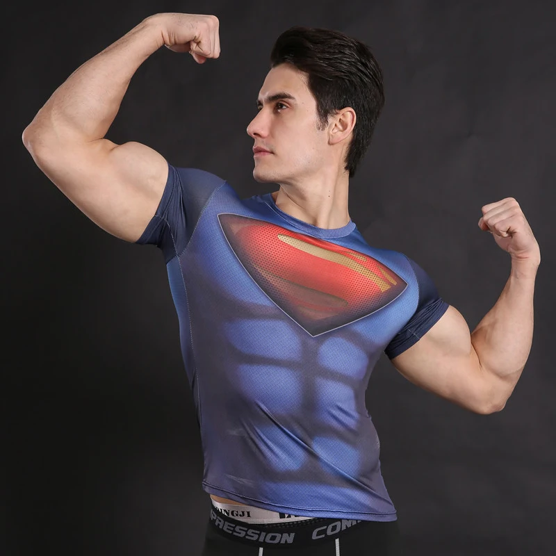 2021 3D Printed T shirts Men Compression Shirt Cosplay Costume Gothic Pattern Sports Quick Dry Fitness Short Sleeve Tops Male