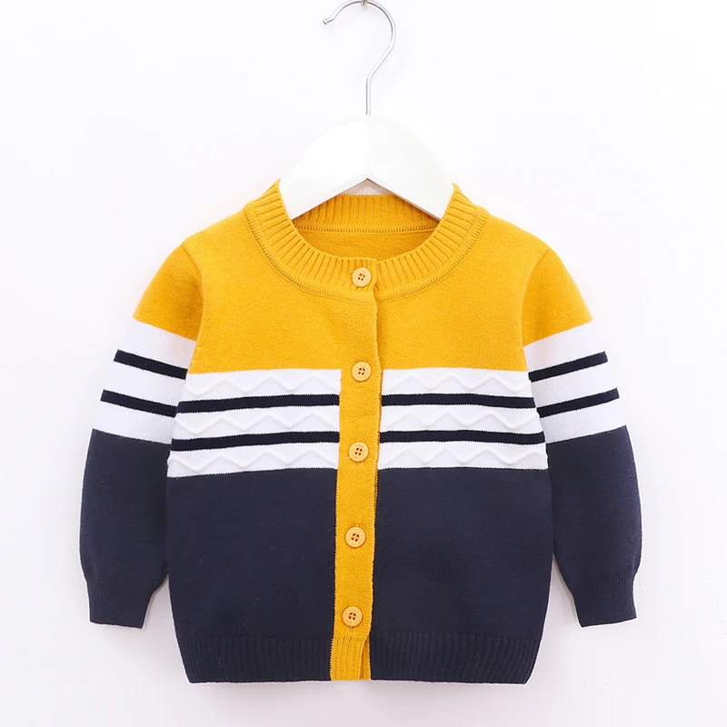 BINIDUCKLING Autumn Spring Cardigan Sweater For Baby Boys Warm Knitted Long Sleeve Infants Sweater Clothes For 12-18 Month