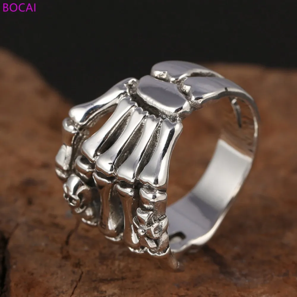 S925 Sterling Silver Charm Rings for Men New Fashion Retro Skull-Shaped Claw Ghost Pure Argentum Popular Jewelry Wholesale