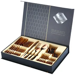 Stainless Steel Cutlery Set, Kitchen Tableware, Dishwasher Safe Fork, Spoon, Knife, Portable Dinner Set, Dinnerware, 24 Pcs