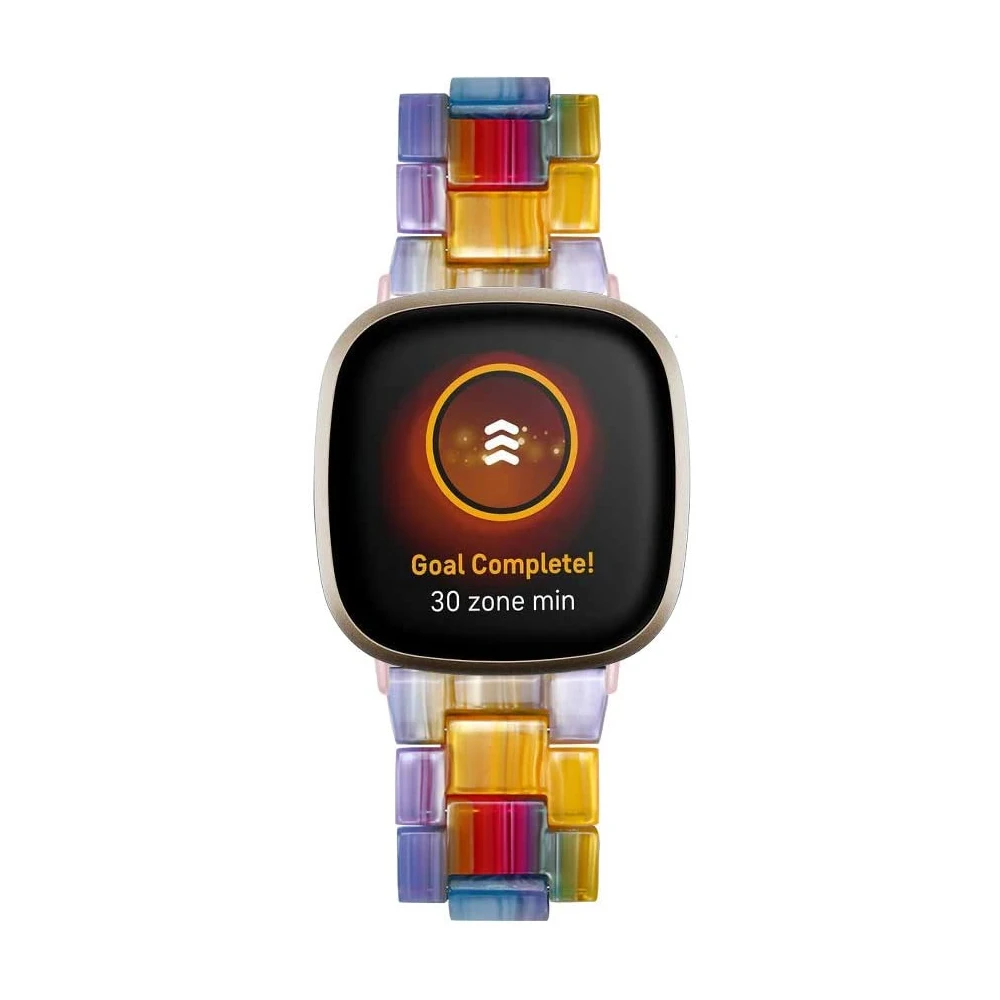 Kleurrijke Hars Horloge Band Voor Fitbit Gevoel Band Vervanging Armband Voor Versa 2/3/Lite Bands Polsband Voor vrouwen Mannen Luxe